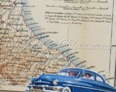 Italy - Antique Map Collage Card Card - Northern Italy - Italia Alta - Viva Italia