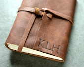 Initials - Leather Journal or Sketchbook - Rustic Brandy