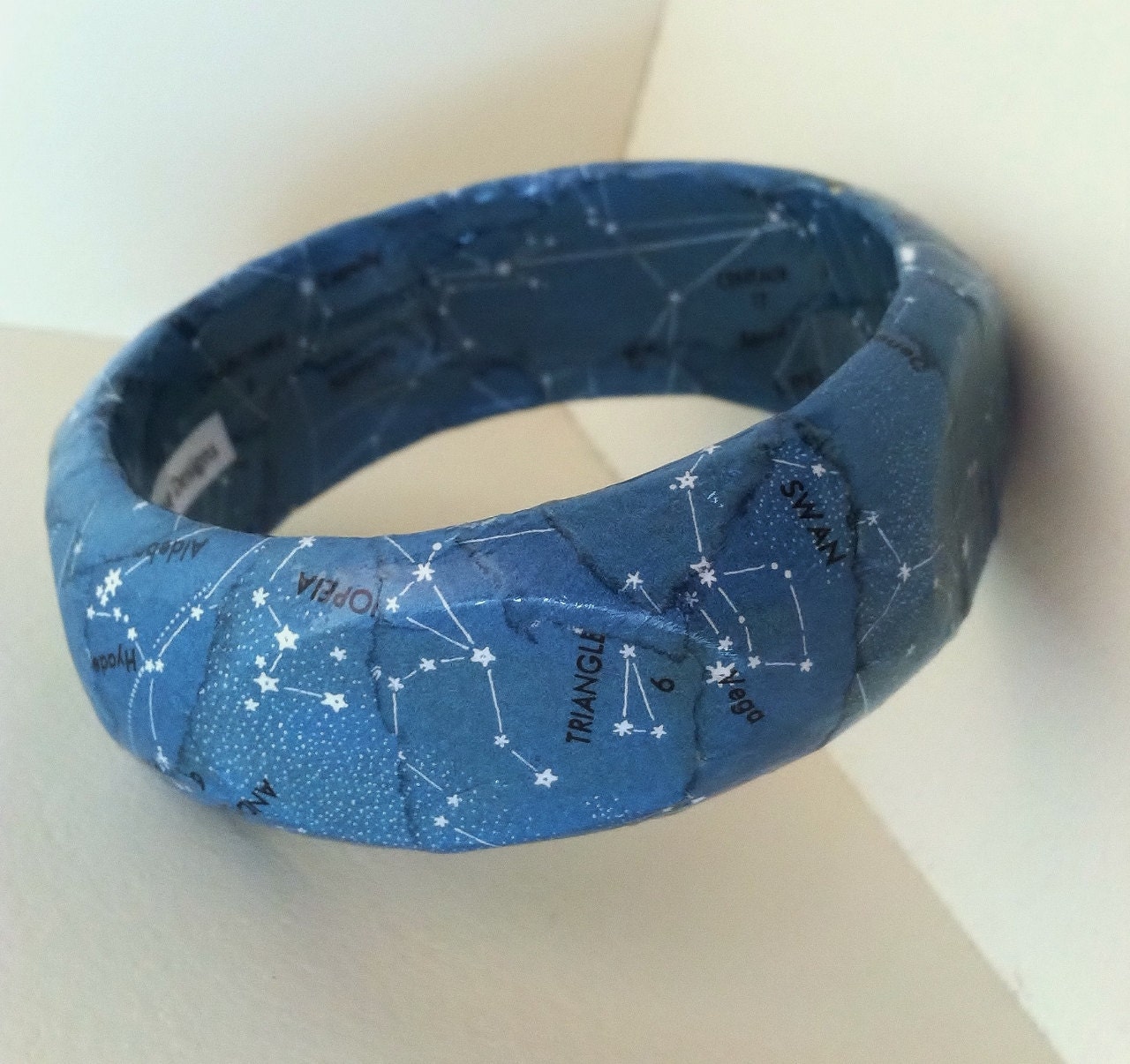 Vintage Constellation Map Excerpt Hand-Decoupaged Handmade Wood Bangle- by cadencedesigns on etsy
