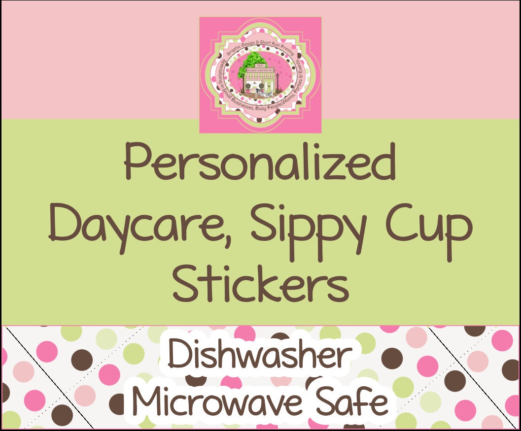 Personalized Pink & Brown Girly Waterproof ID DayCare Labels