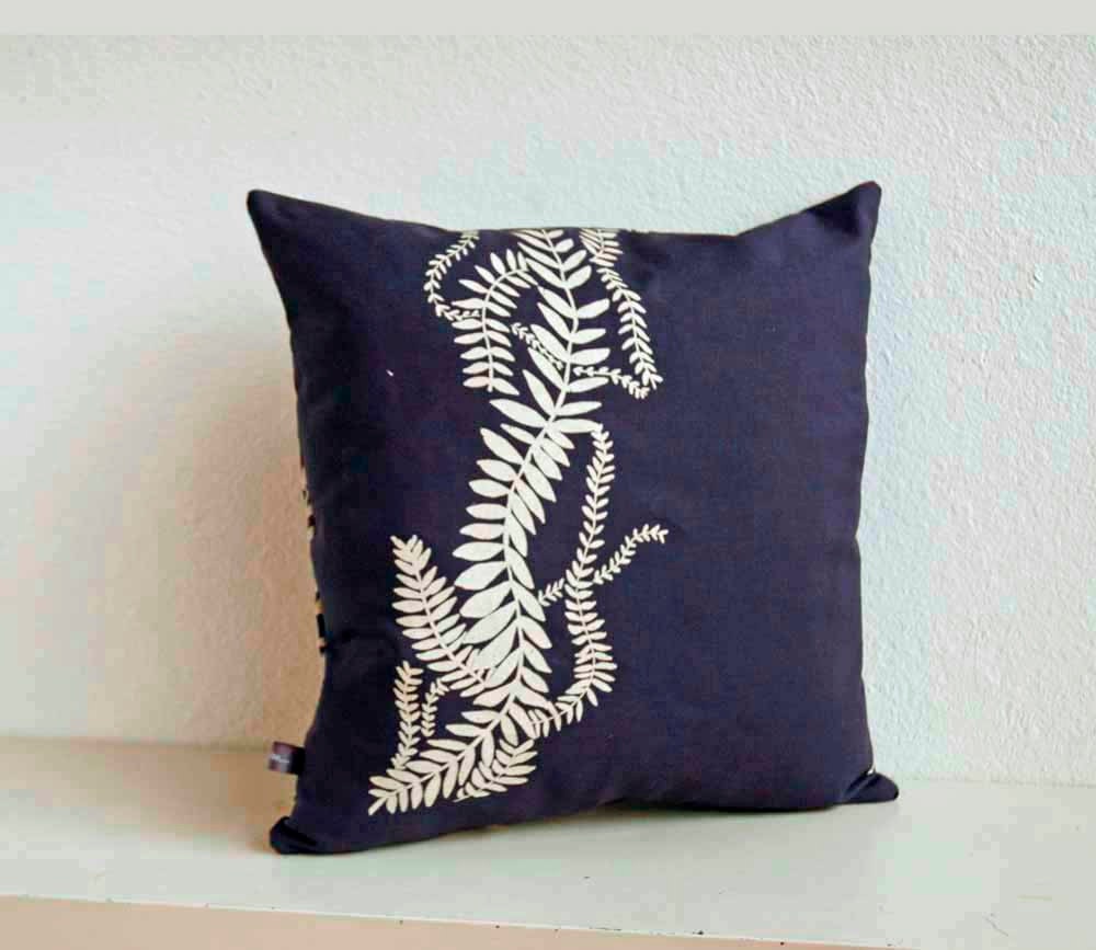 Navy Blue Pillow with BitterRoot Print