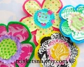 Sewn Fabric Flowers Bright Felt Embellishment Set