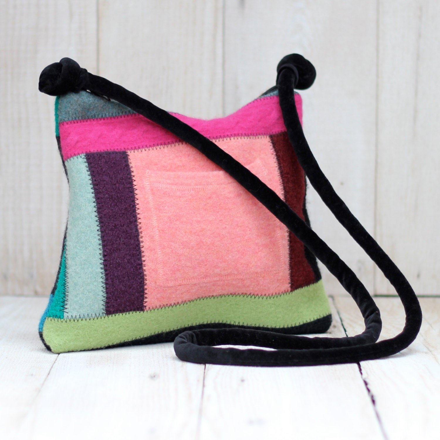 Recycled Sweater  Cross Body Purse Patchwork