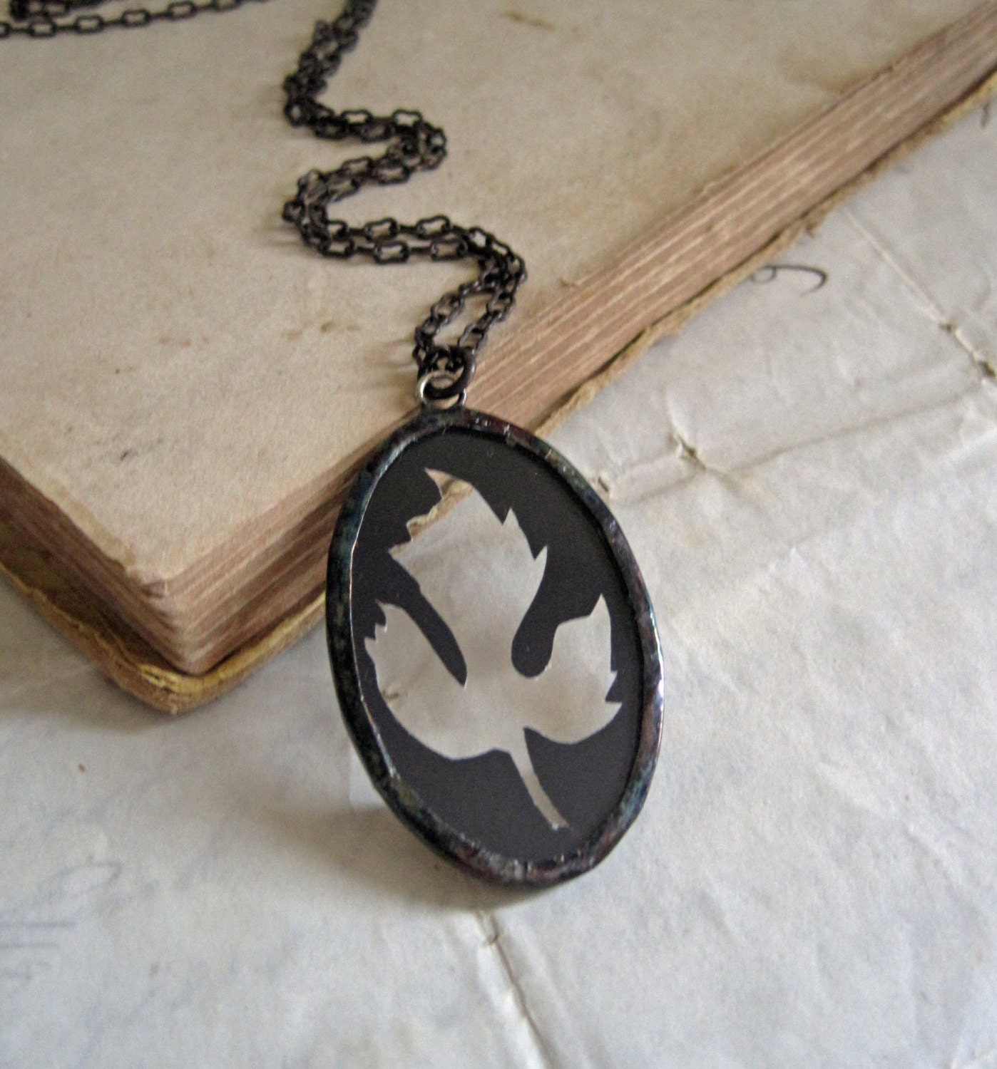 Silhouette Necklace Cut Paper Hop Leaf