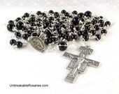 St Francis of Assisi Wire Wrapped Franciscan Crown Rosary in Black Onyx by Unbreakable Rosaries
