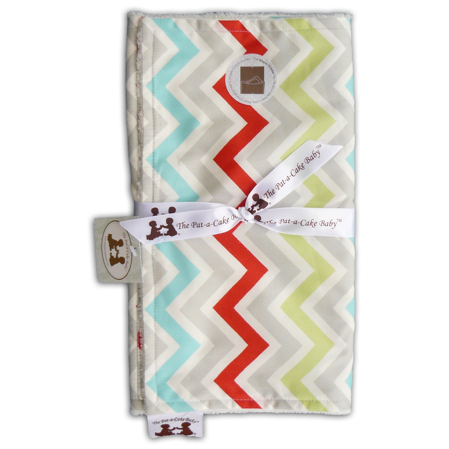 Diaper Diddie(TM) Diaper Clutch with Built-In Changing Pad -Zoom Zoom Chevron with Plush Cuddle Minky