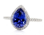 Blue Sapphire Engagement Ring Pear Cut Diamond Halo 14K Sapphire Ring September Birthstone Custom Bridal Jewelry