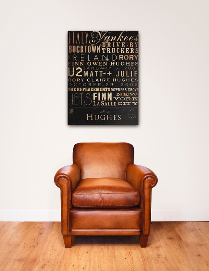 Custom Typography graphic art  on canvas 18 x 24 by gemini studio art Anniversary Wedding Birthday Retirement