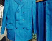 Vintage Mod Suit mens 60s Sz 38 39 Blue Pinstripe waist 30 Hale's Montrose