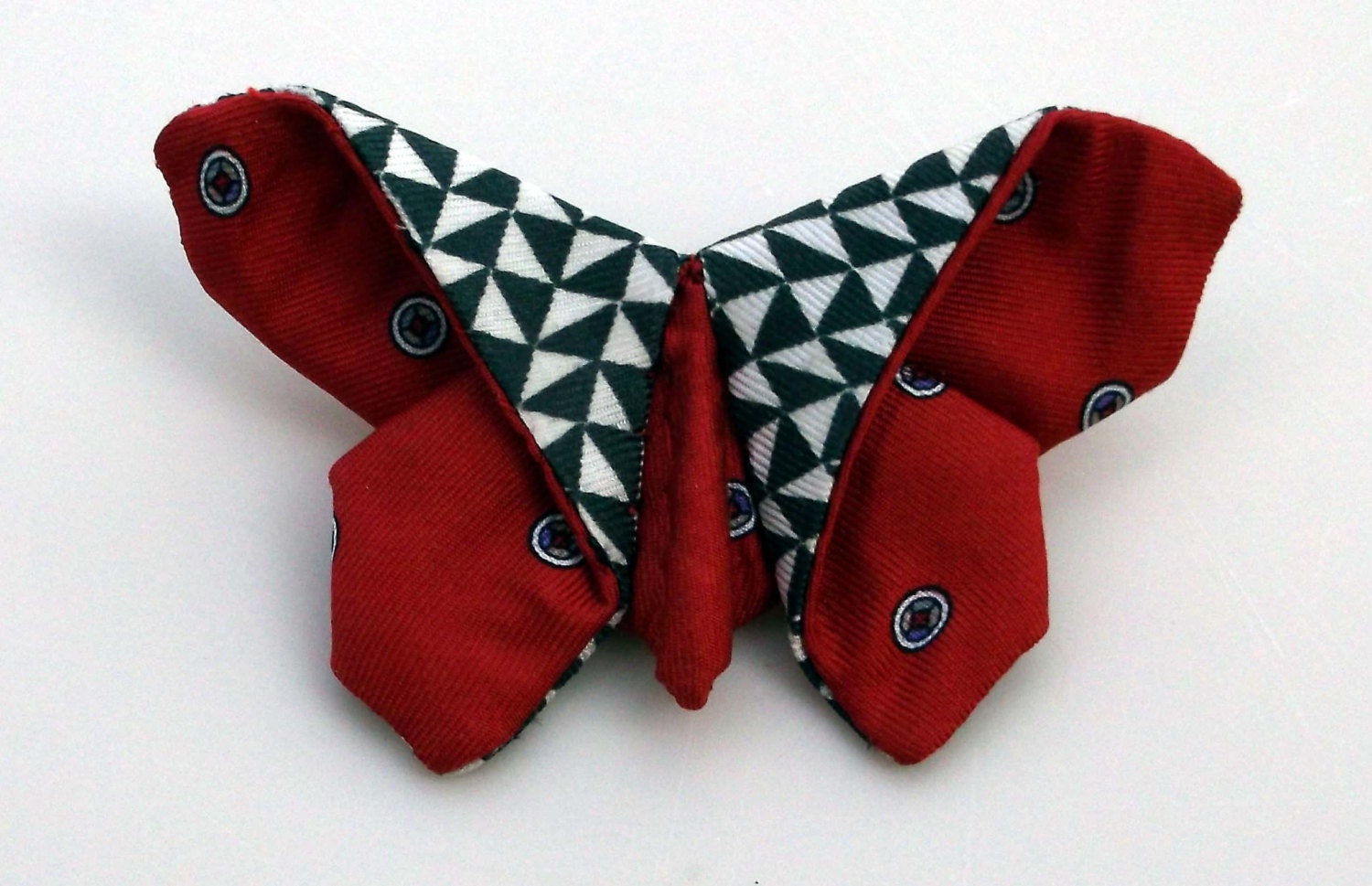 Black Triangles Butterfly Pin Recycled Silk