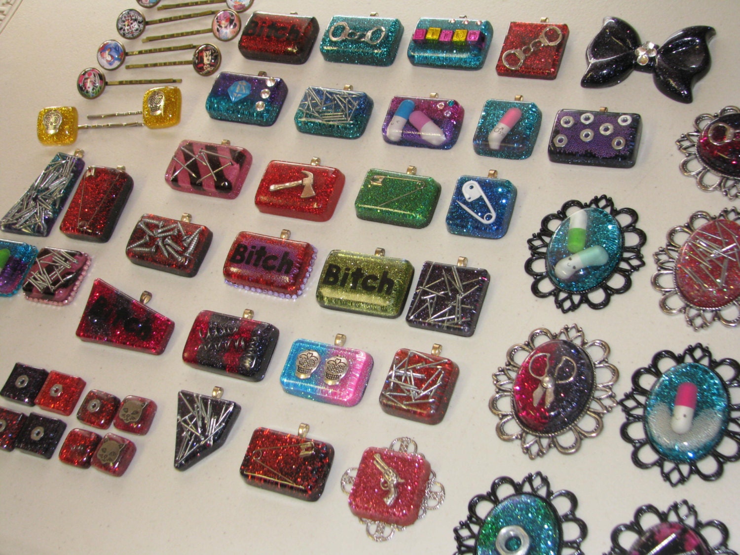 Huge lot of Already Made Pendant Resin Jewlery Punk Rock
