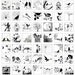 instant download of 49 images of black and white birds, each one X one inch, printable download for paper crafts no. 480
