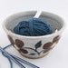 Ceramic Knitting / Crochet Yarn Bowl - White with Red Flowers- Handmade Wheel Thrown Pottery