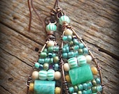 Amazonite and Weaved Glass Beaded Earrings