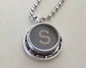 Typewriter Key Pendant Necklace the letter S, ALL Letters Available