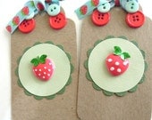 Strawberry Gift Tags - Set of 2 Tags