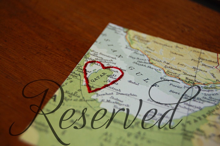 Custom Embroidered Map of Qatar - reserved for Sierra