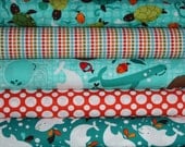 Friendly Seas fabric bundle by Cynthia Frenette for Robert Kaufman-  Fat Quarter Bundle, 5 total