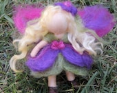 Bendy Fairy -   Needle felted soft sculpture "Purple Petunia" Waldorf Inspired by Rebecca Varon