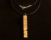 Wood Name Pendant with Cord - Birch