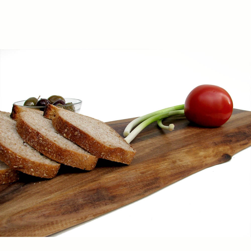 Tiramisu 7: Centerpiece Long Organic Natural Edge Rustic Walnut Wood Serving Tray by Tanja Sova