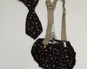 Ready to ship Newborn Infant baby boy Necktie and Diaper cover and Suspender Set First Phot prop