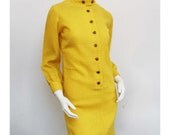 60's Vintage Yellow Wool Zazie of London Mini Dress