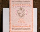 Be Mine vintage letterpress card