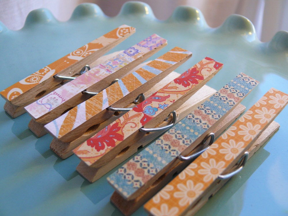 Memo clips decoupaged clothespins---Chloe