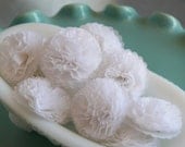 Button Mums Tissue Paper Flowers  White Wedding, Bridal Shower, Baby Shower Decor