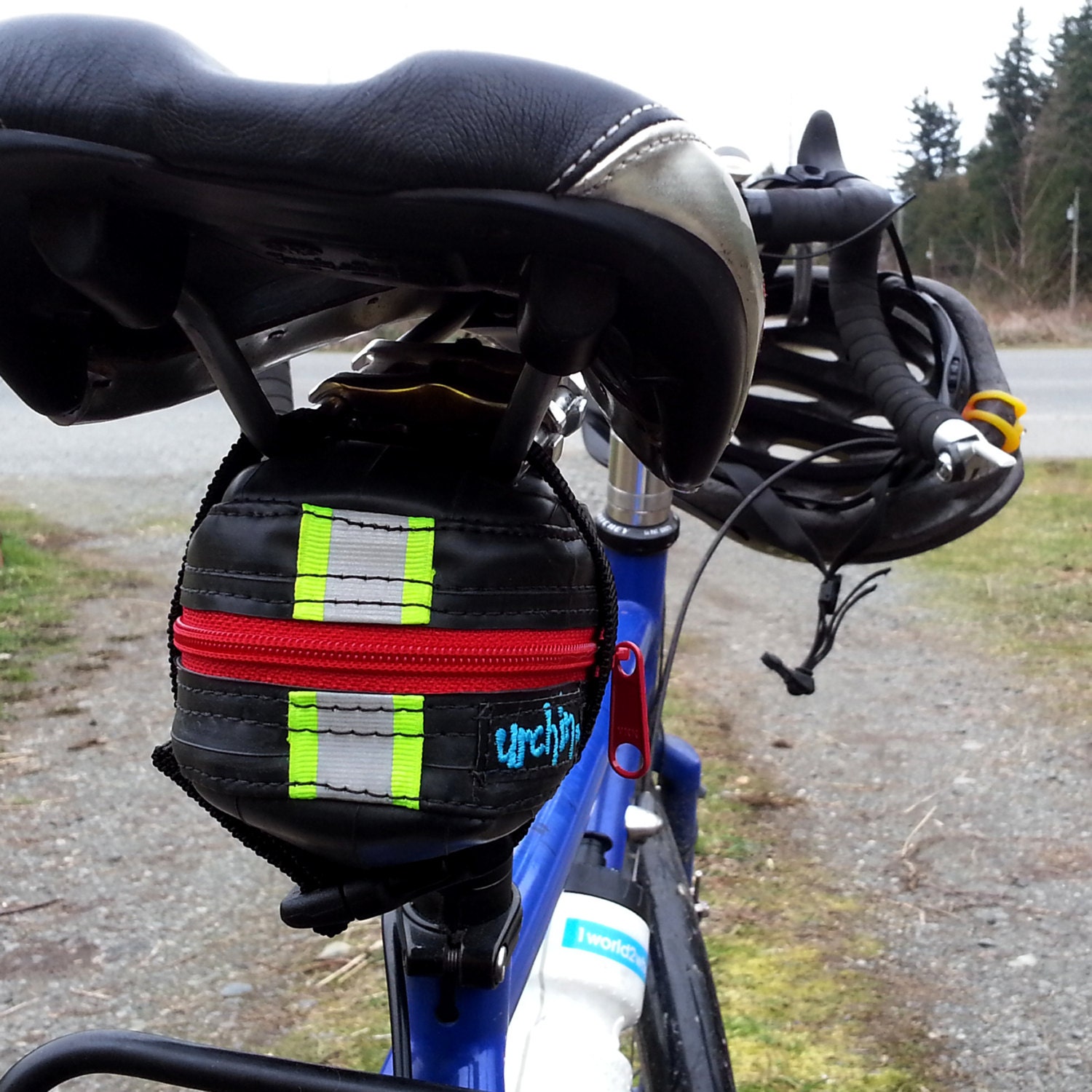 Seat bag bicycle saddle bag eco friendly made from punctured bike inner tubes
