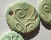 Celadon Green Earthenware Fern Heart Connector