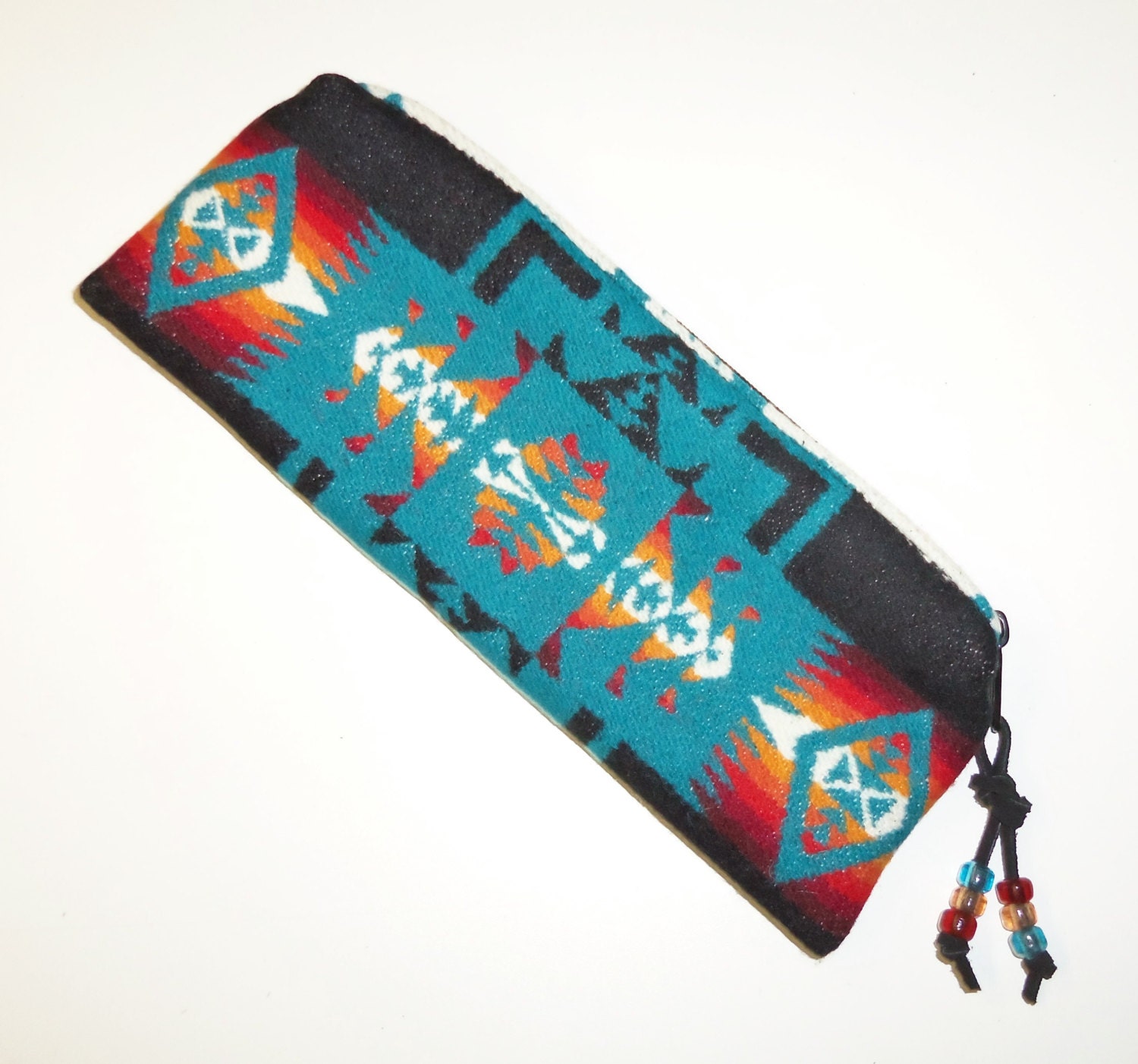 Pencil Case Zippered Pouch Accessory Organizer Turquoise Chief Joseph Wool