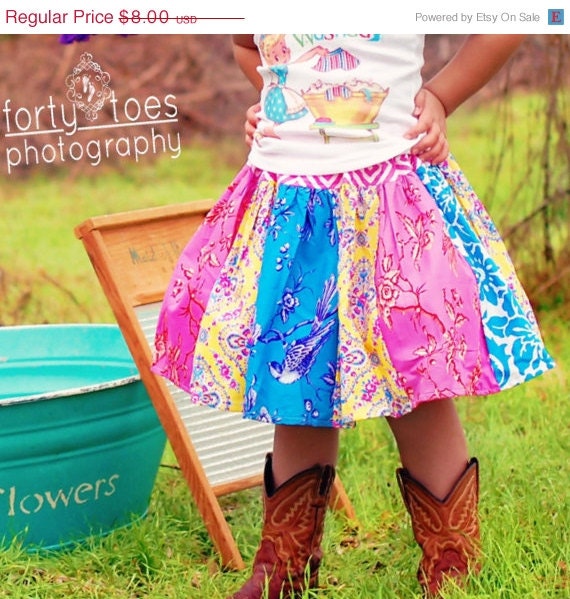On Sale 2.50 Off Whimsy Couture Sewing Pattern Tutorial ebook -- Scrappy Twirl Skirt -- NB -12 girls PDF Instant