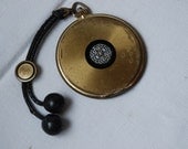 Antique Metal and Leather Powder Compact Early 1900's