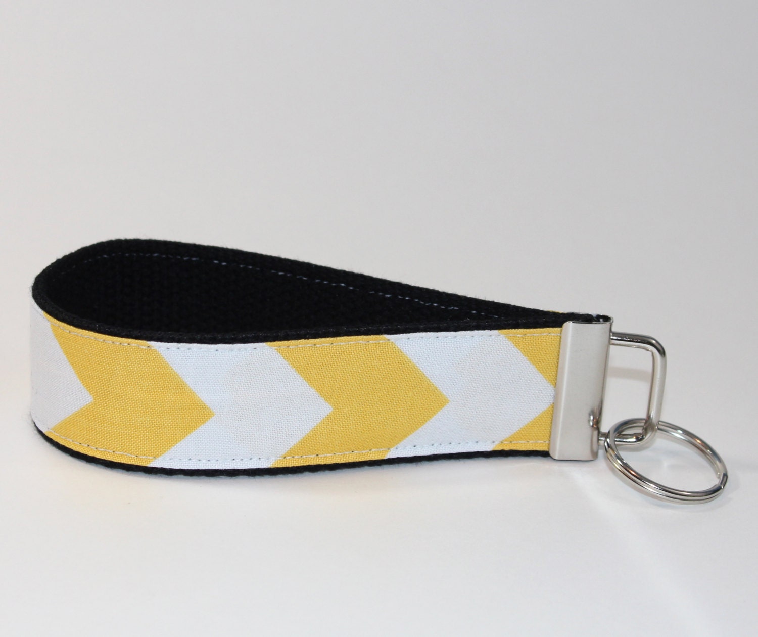Wristlet Key Fob - Yellow and Black Chevron