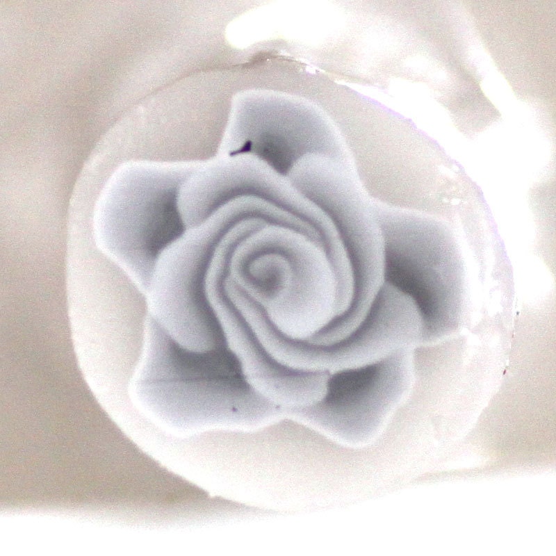 White Rose Cane, Polymer Clay Flower Cane, Grey Millefiore e453