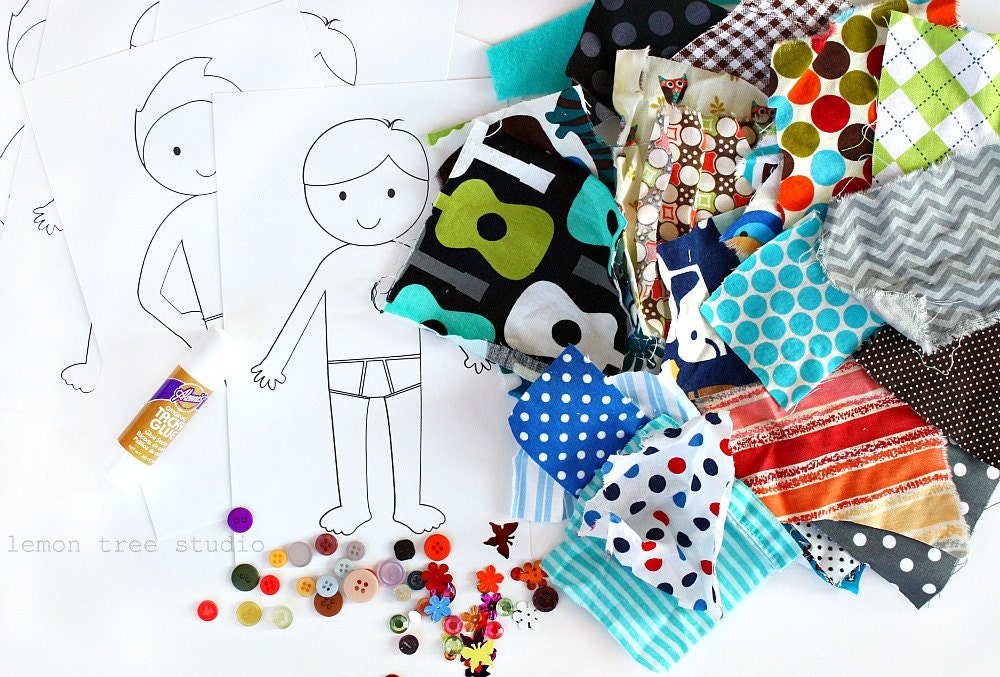 Dress me Up   -- a Fun Paper & Fabric Doll Craft Kit for Children -- Boy Theme