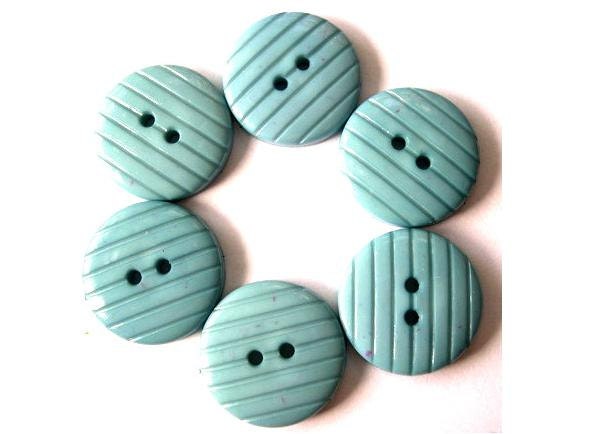 6 Vintage buttons unique blue 23mm, for scrapbooking, jewelry, crafts