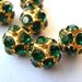 Vintage Swarovski crystal ball bead 13mm green crystals in brass setting- RARE
