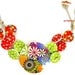 Bracelet button jewelry made of wood buttons colorful flowers and dots