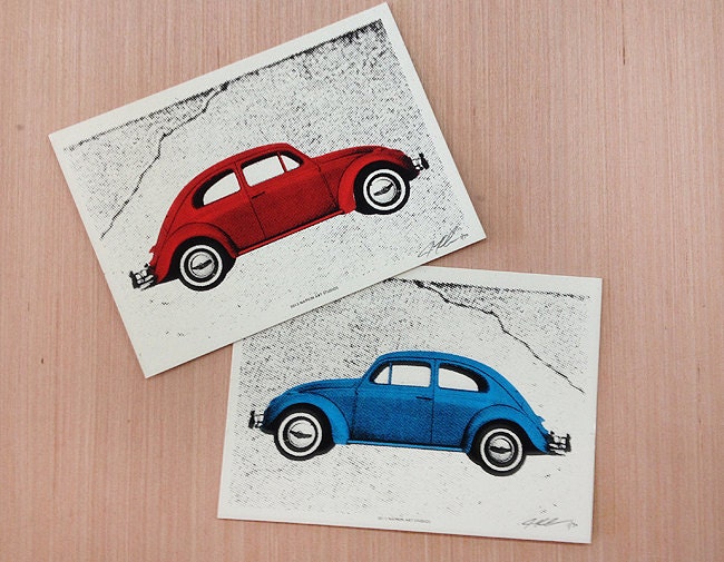VW Beetle Mini Silk Screen Prints