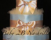 Diaper Cake for Boys Blue and Cream Baby Shower Diaper Cake