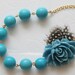Turquoise Necklace, Turquoise Flower Necklace, Feather Necklace, Blue Turquoise Necklace