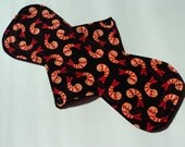 Cloth Menstrual Pad - 12.5" Bamboo  Hemp  -  Regular Absorbency - Bento Box - Smiling Shrimp - Black