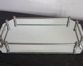 Vintage Vanity Mirror Tray Silver for Dresser Art Deco
