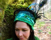 RESERVED Feather Headband, Glow in the Dark Dread wrap - Intergalactic Apparel-