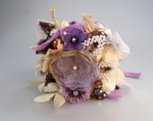 Crocheted silk sari ribbon Cuff
