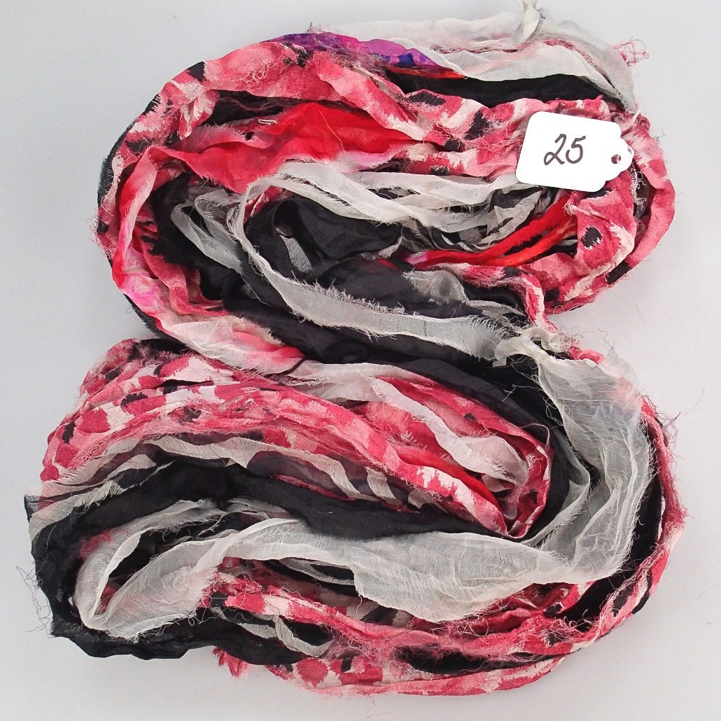 Recycled Multi color Chiffon silk sari ribbon