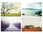 SALE - Colorful landscapes - fine art photography prints - set of four 5x7 photographs - aqua plum rust mustard yellow home decor